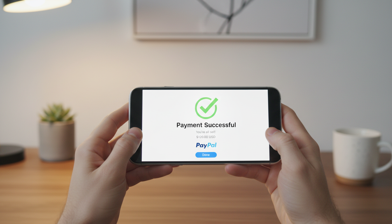 Proces wpłaty depozytu PayPal na smartfonie