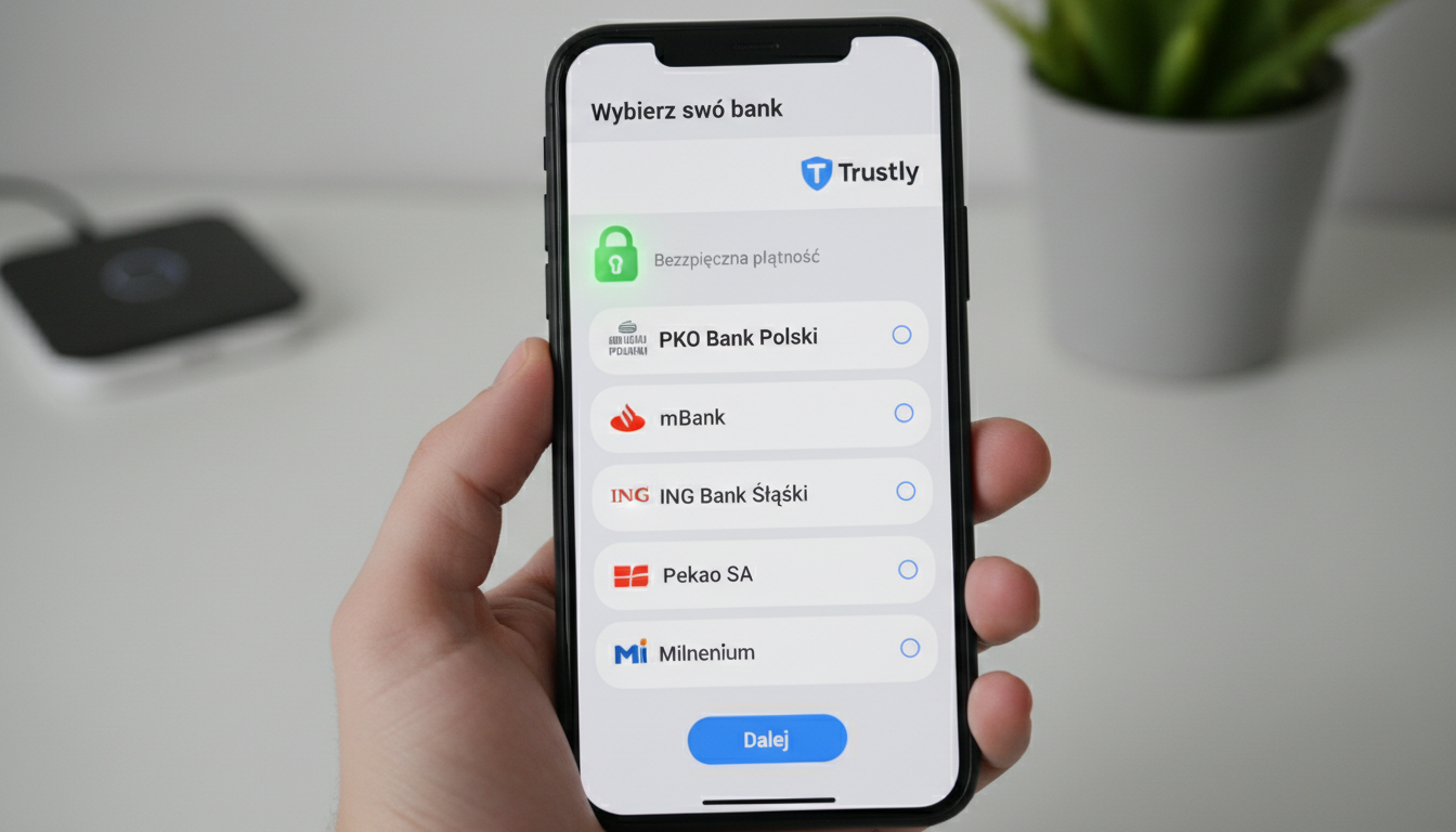 Interfejs płatności Trustly na smartfonie
